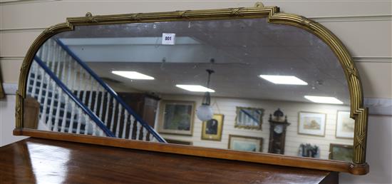 A brass framed overmantel mirror W.123cm